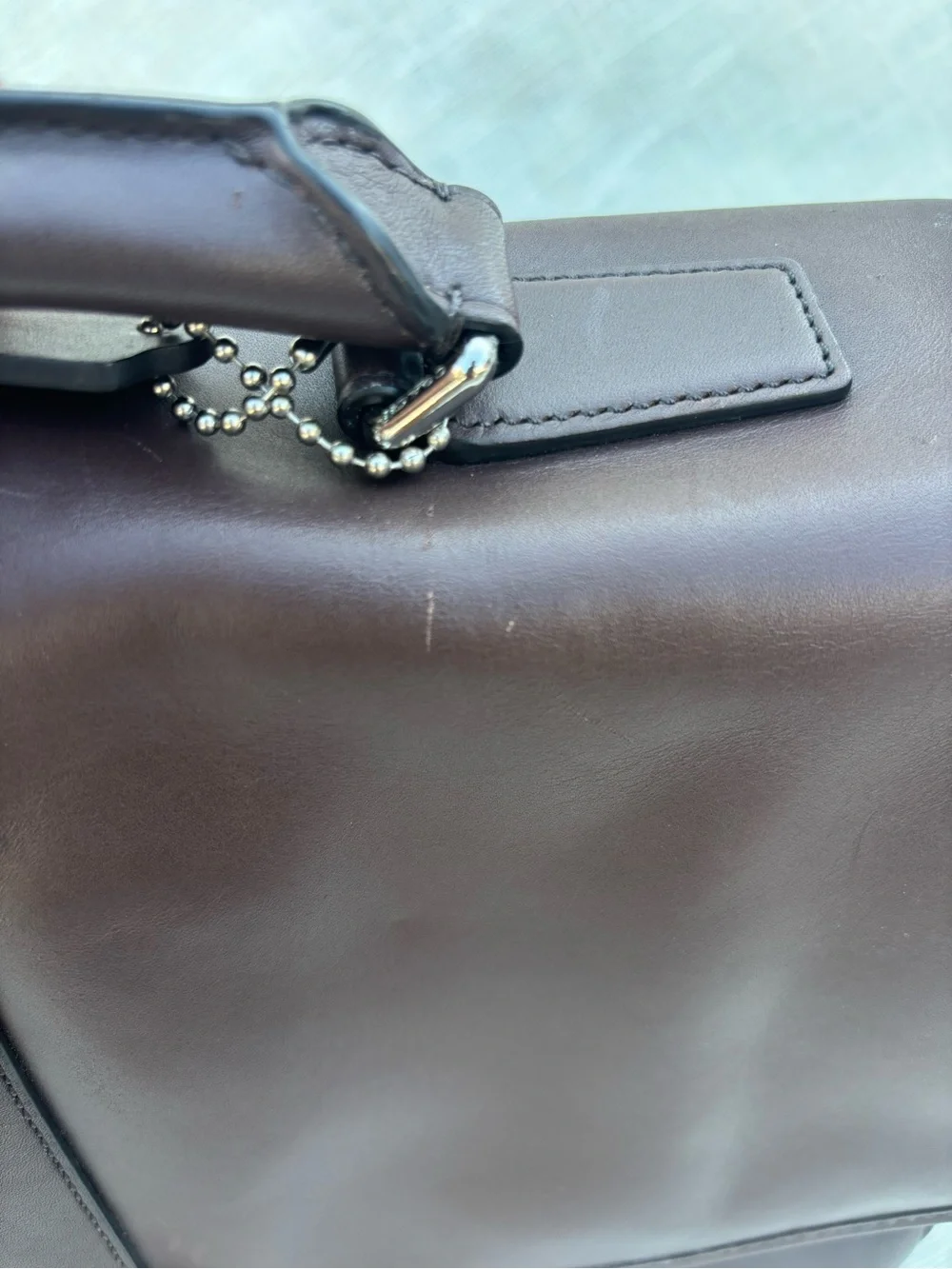 Coach Dark Brown Leather Briefcase with brown Strap